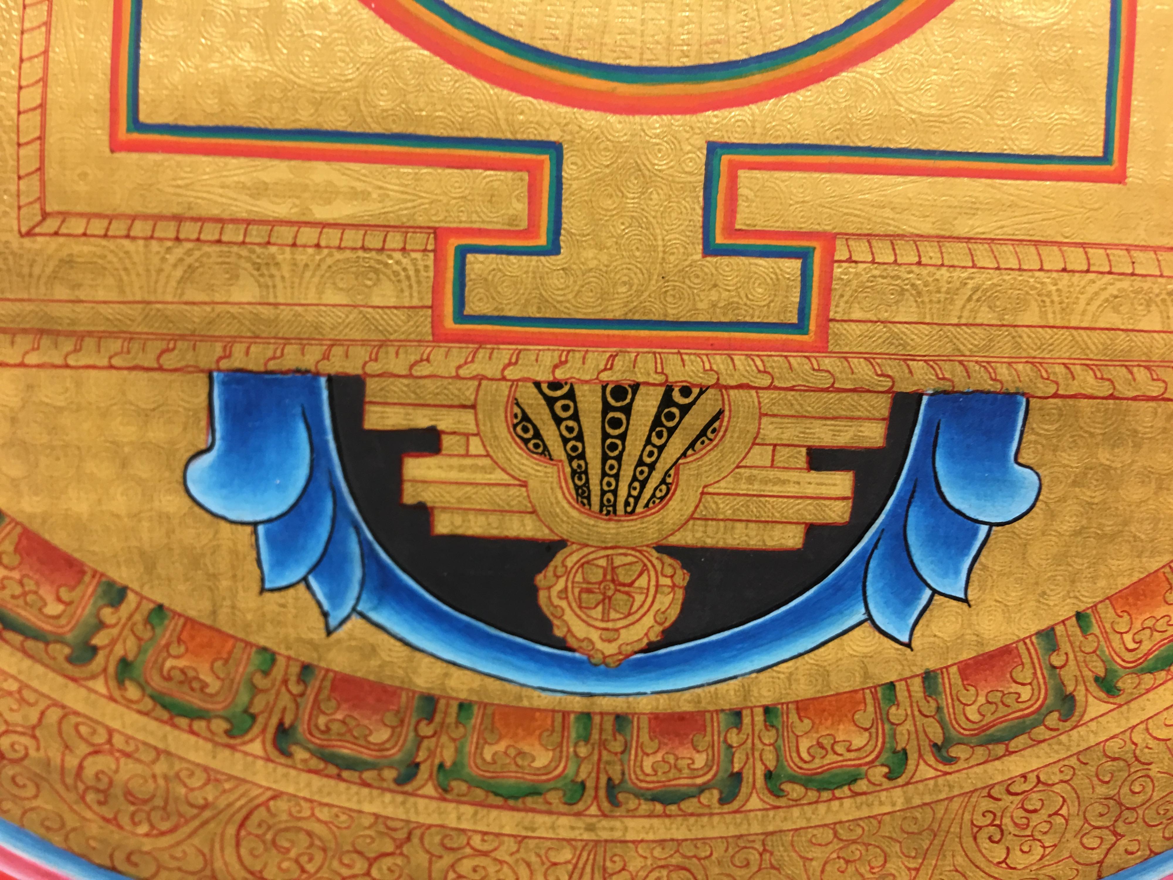 Gold Bajra Mandala Thangka  - Symbolist Art by Unknown