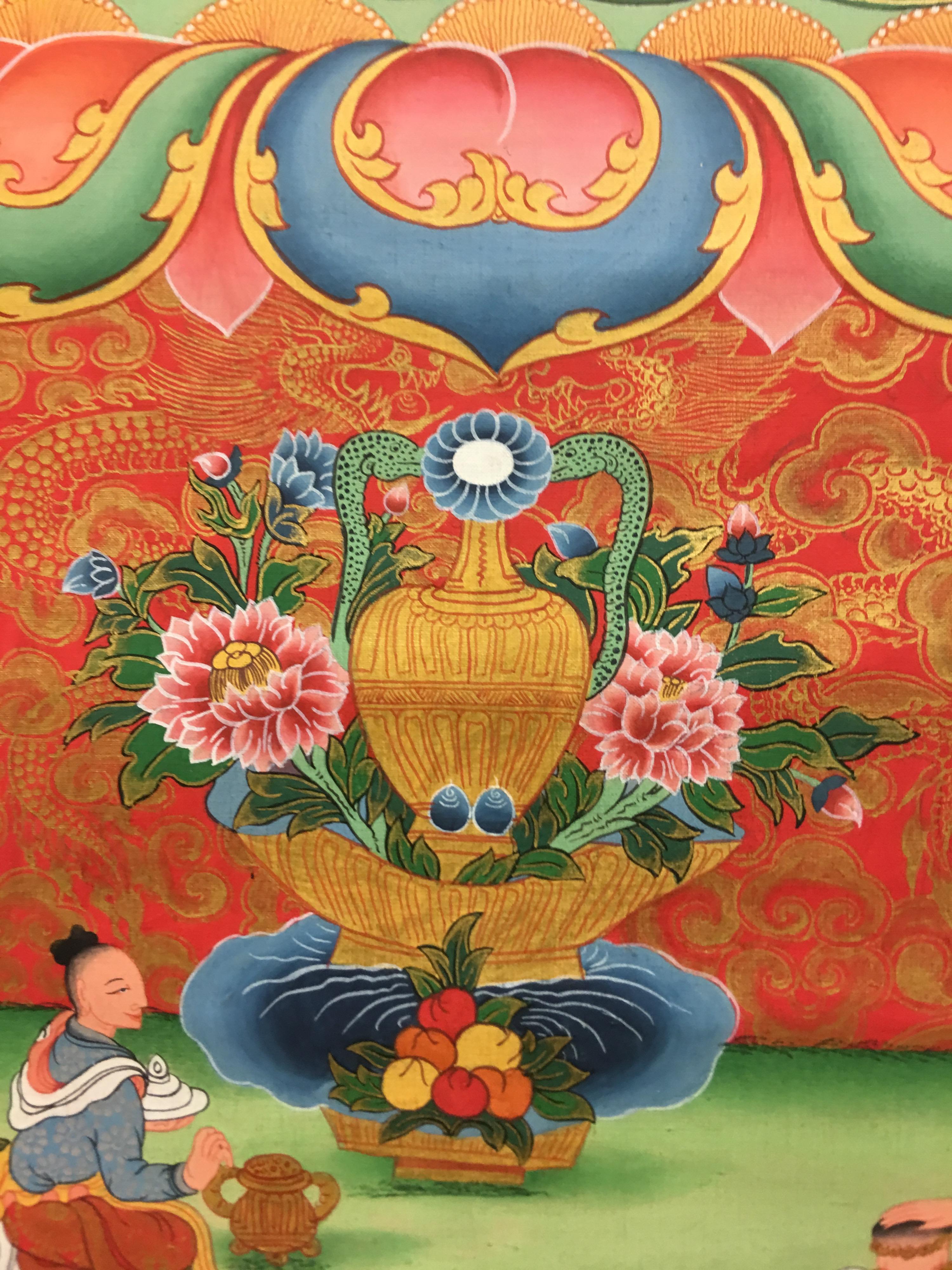Peinture de Bouddha Shakya Muni Thangka avec or réel 24 carats en vente 1