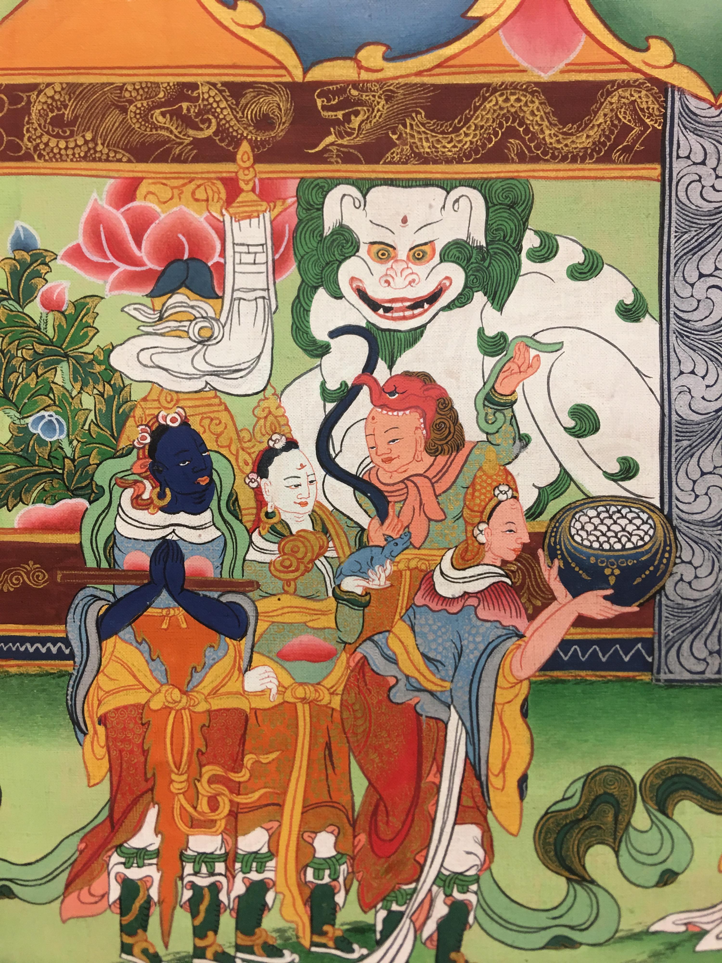 Shakya Muni Buddha Thangka Painting with 24K Real Gold - Other Art Style Art by Unknown
