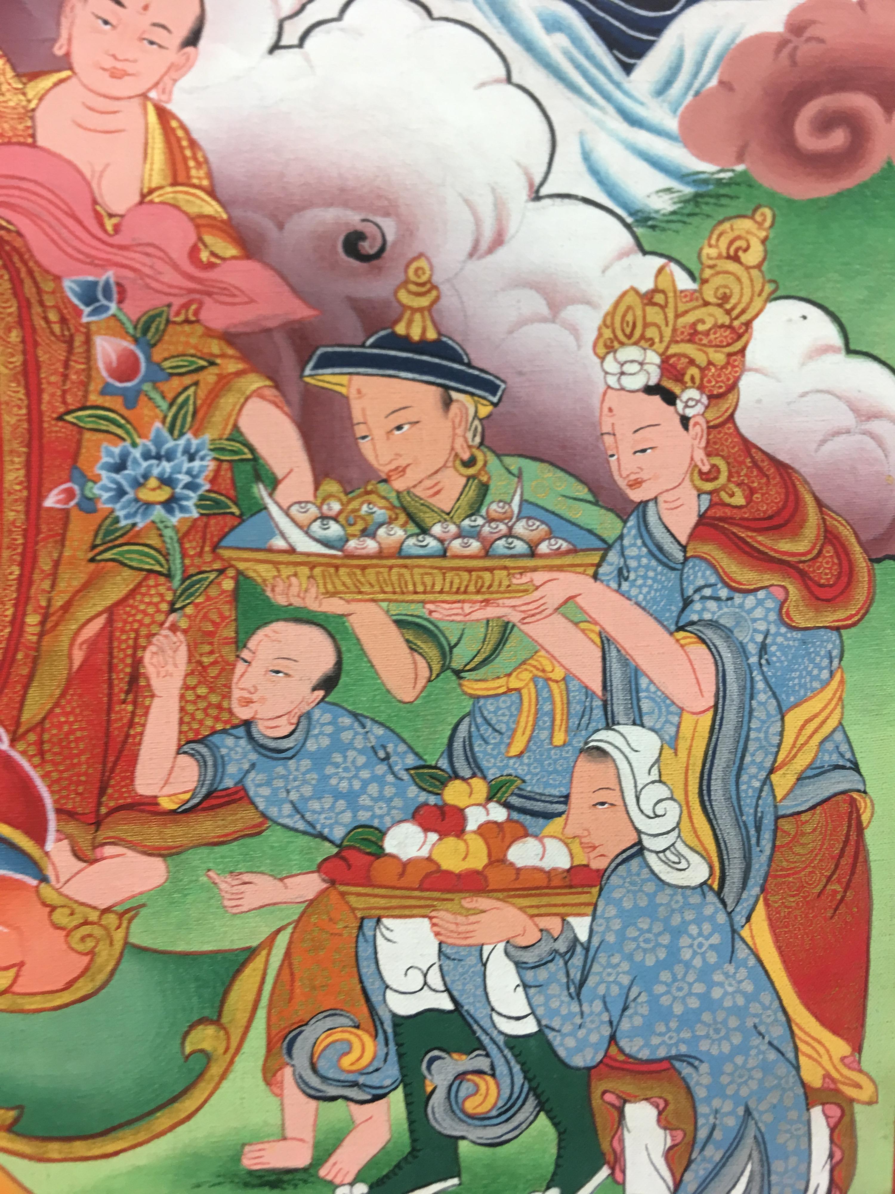 Shakya Muni Buddha Thangka Painting with 24K Real Gold For Sale 1