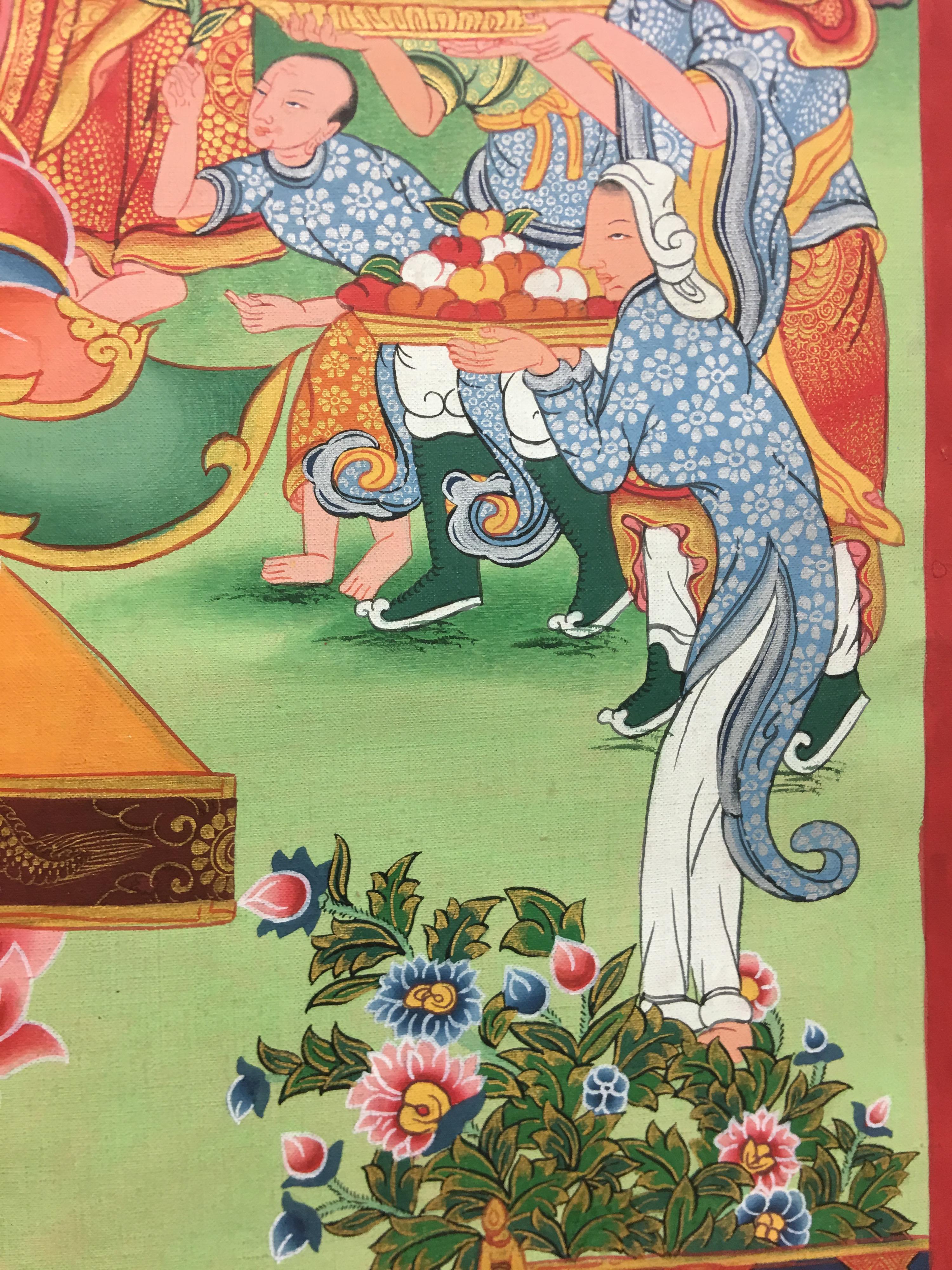 Shakya Muni Buddha Thangka Painting with 24K Real Gold For Sale 3