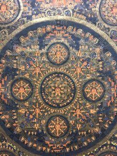 Dieci Mandala del XIX secolo, dipinti in oro 24 carati, Thangka su tela