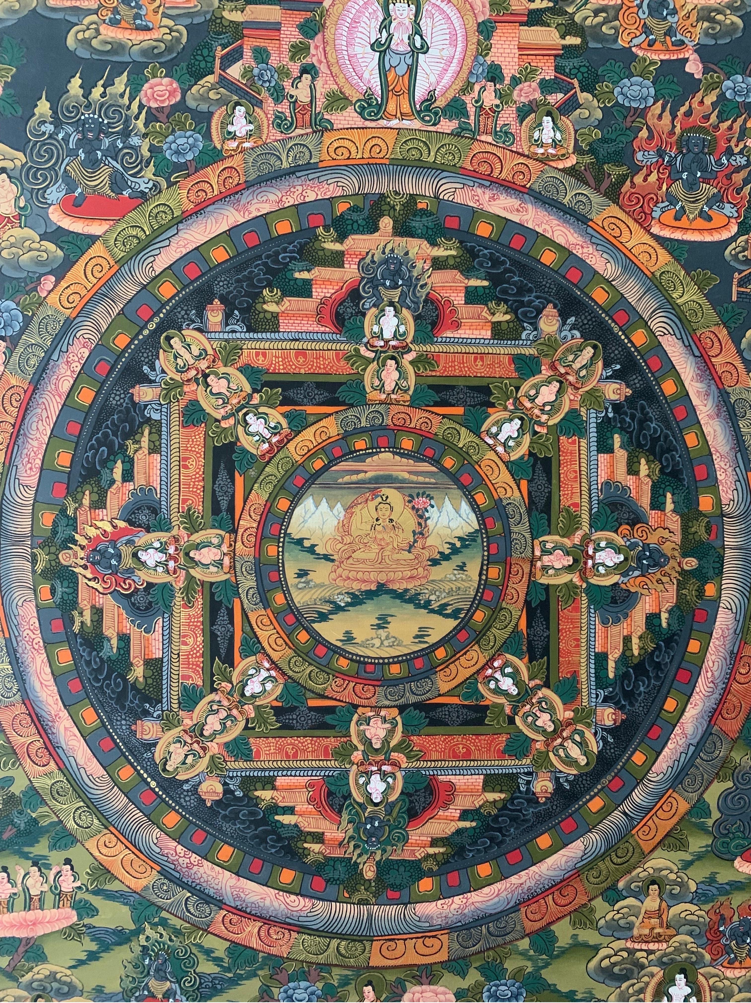 Thangka painting dates back to 7th century after Buddhism was spread in the Himalayan region (Nepal, Bhutan, Tibet and Northern India). In Eastern world Thangka is considered to be a part of Abhi-Dharma which means 