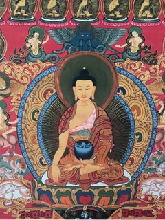 Unframed Hand Painted Buddha Thangka on Canvas with 24K Gold