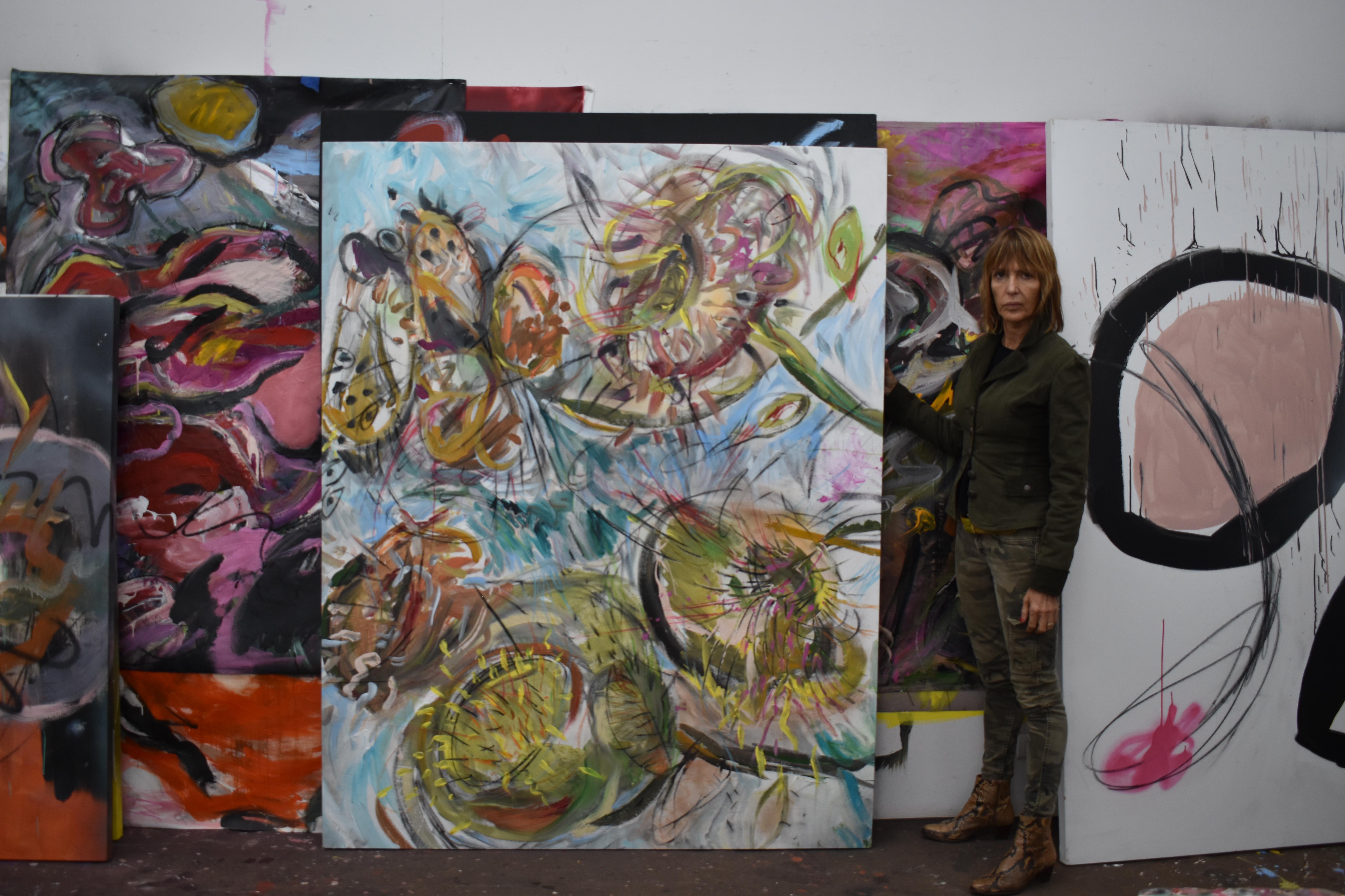 Clarita y Mikey, 2020, Canvas, Acrylic Paint - Painting by Aimee Joaristi 