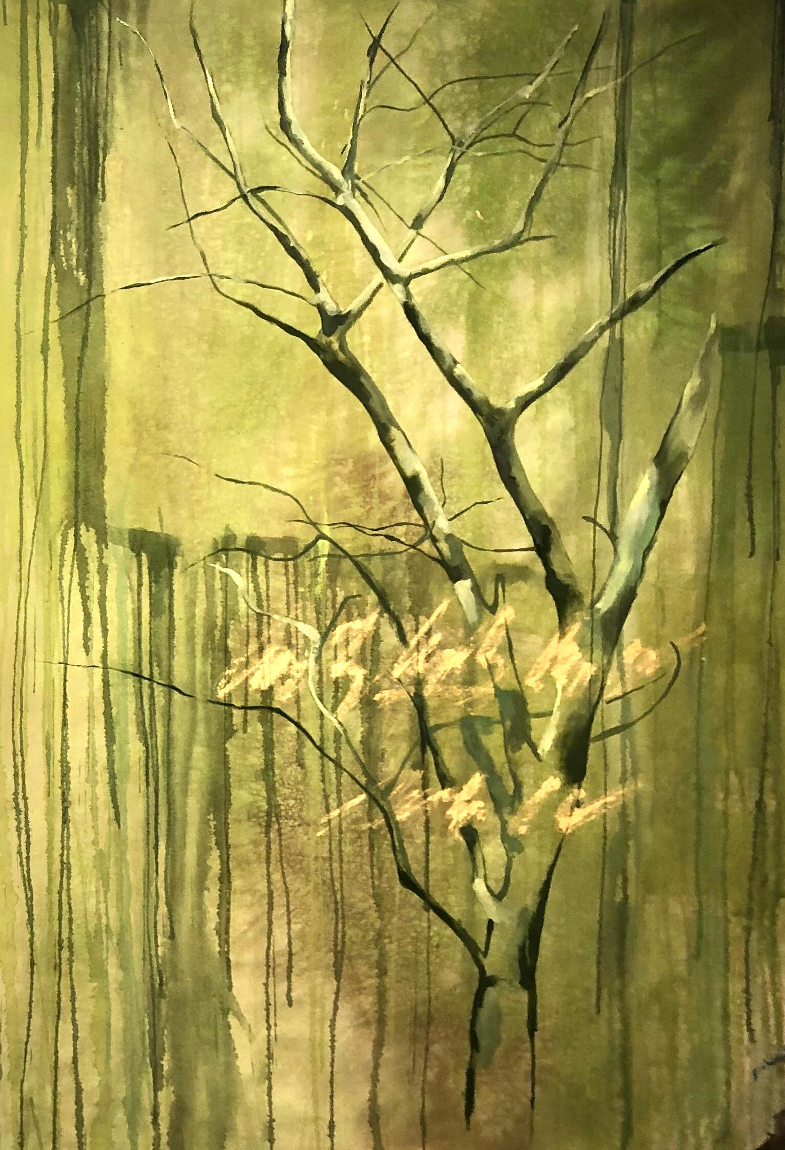 Guillermo Conte Landscape Painting - “Almendro Verde II”, Canvas