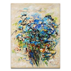 'Blues Boutique' Wrapped Canvas Original Abstract Painting by Karen H. Salup