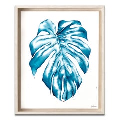 'Monstera Leaf' Framed Canvas Original Watercolor Painting by Laurie Duncan 