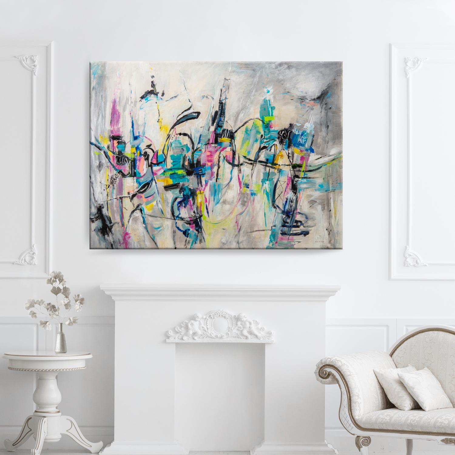 'Cityscape' Wrapped Canvas Original Abstract Painting by Karen H. Salup  1