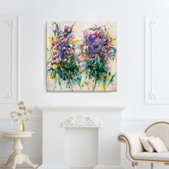 'Gathering The Violets' Original Canvas Abstract Painting by Karen H. Salup