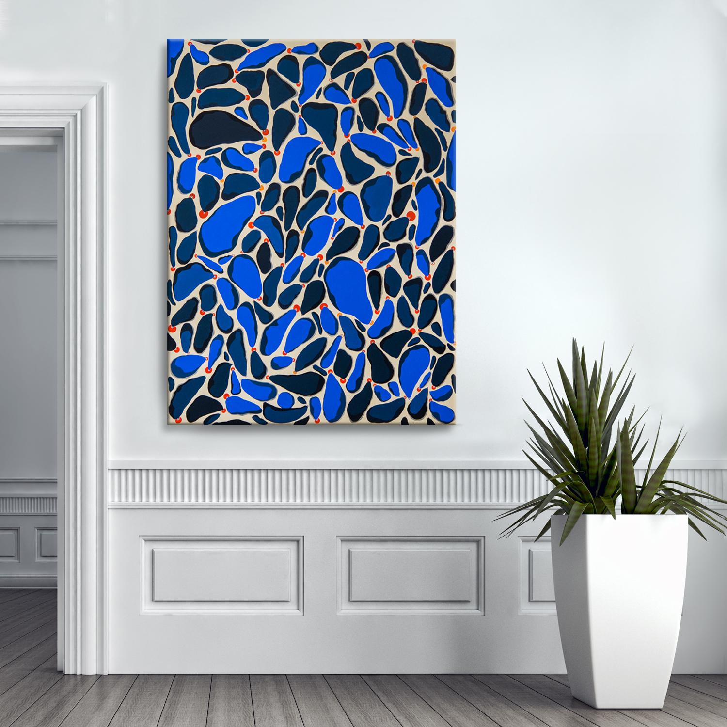 „All Blue“ Originalgemälde aus gewickeltem Leinwand von Alejandra Linares im Angebot 1