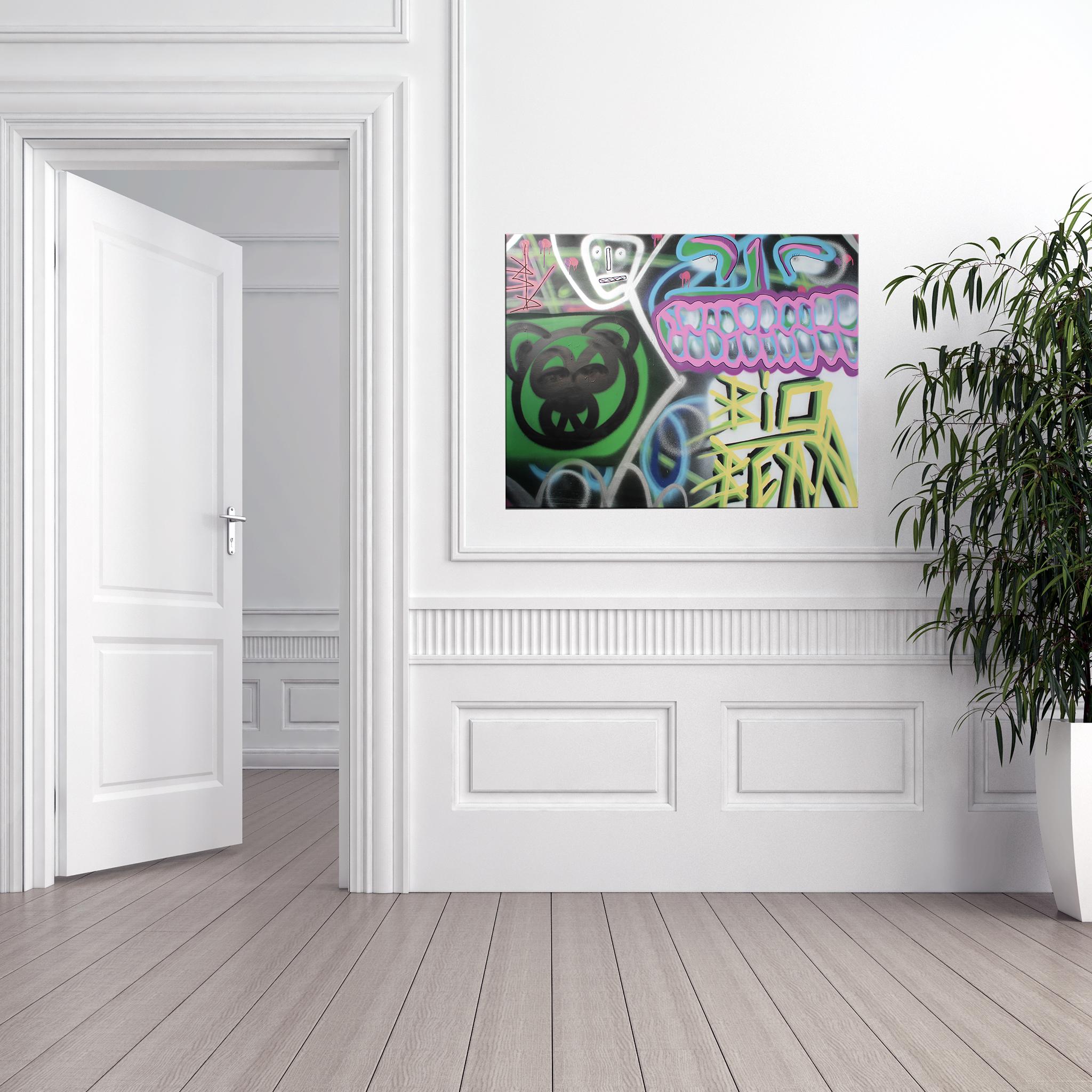 'Untitled XIII' Wrapped Canvas Original Street Art Painting by Big Bear For Sale 3