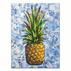 'Pineapple Terra Blue' Canvas Original Coastal Painting by Sarah LaPierre