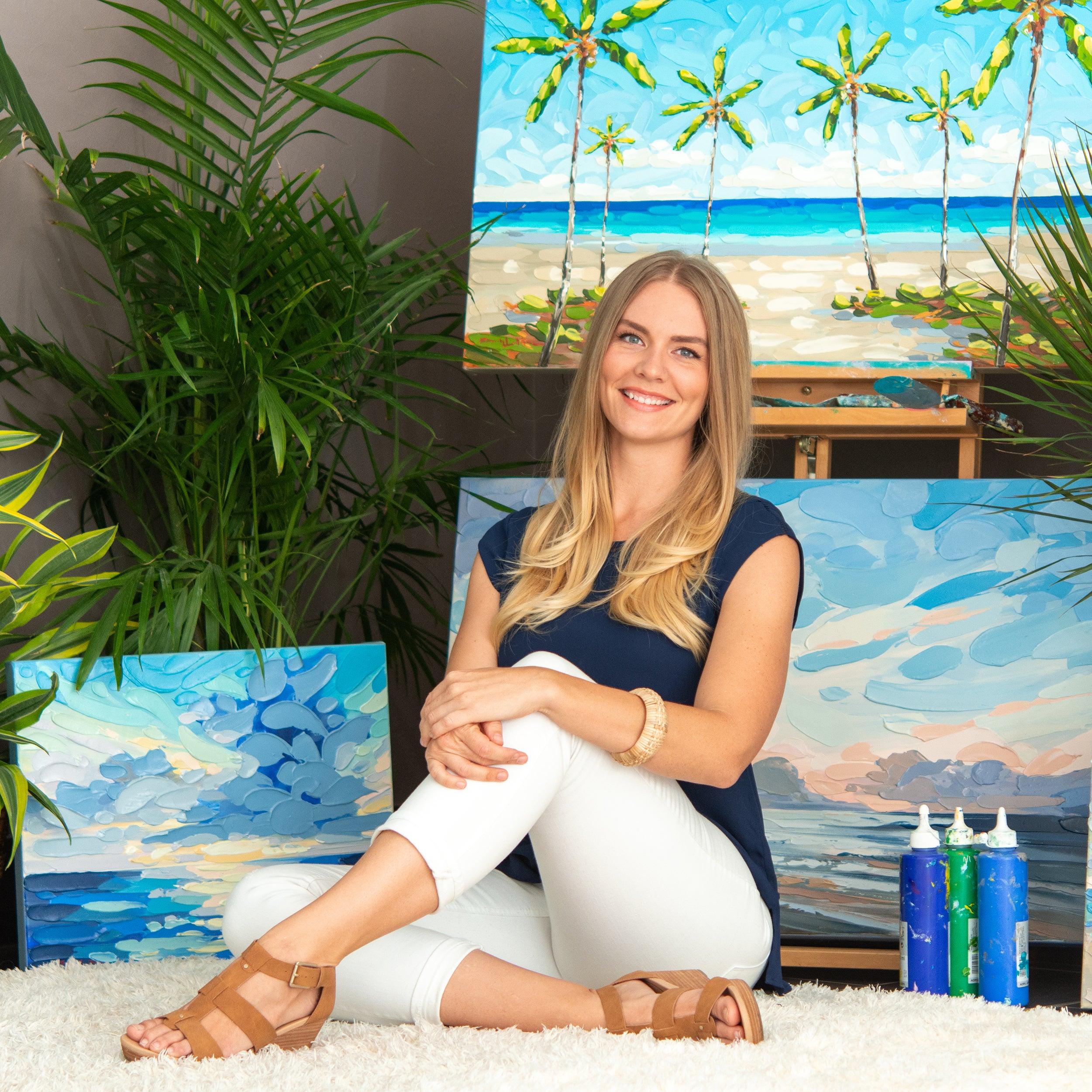 'Pineapple Terra Blue' Canvas Original Coastal Painting by Sarah LaPierre 2
