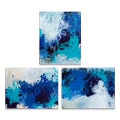 'Triple Blue I/II/II' Original 3 Pc Canvas Abstract Painting Set by Tammy Staab 