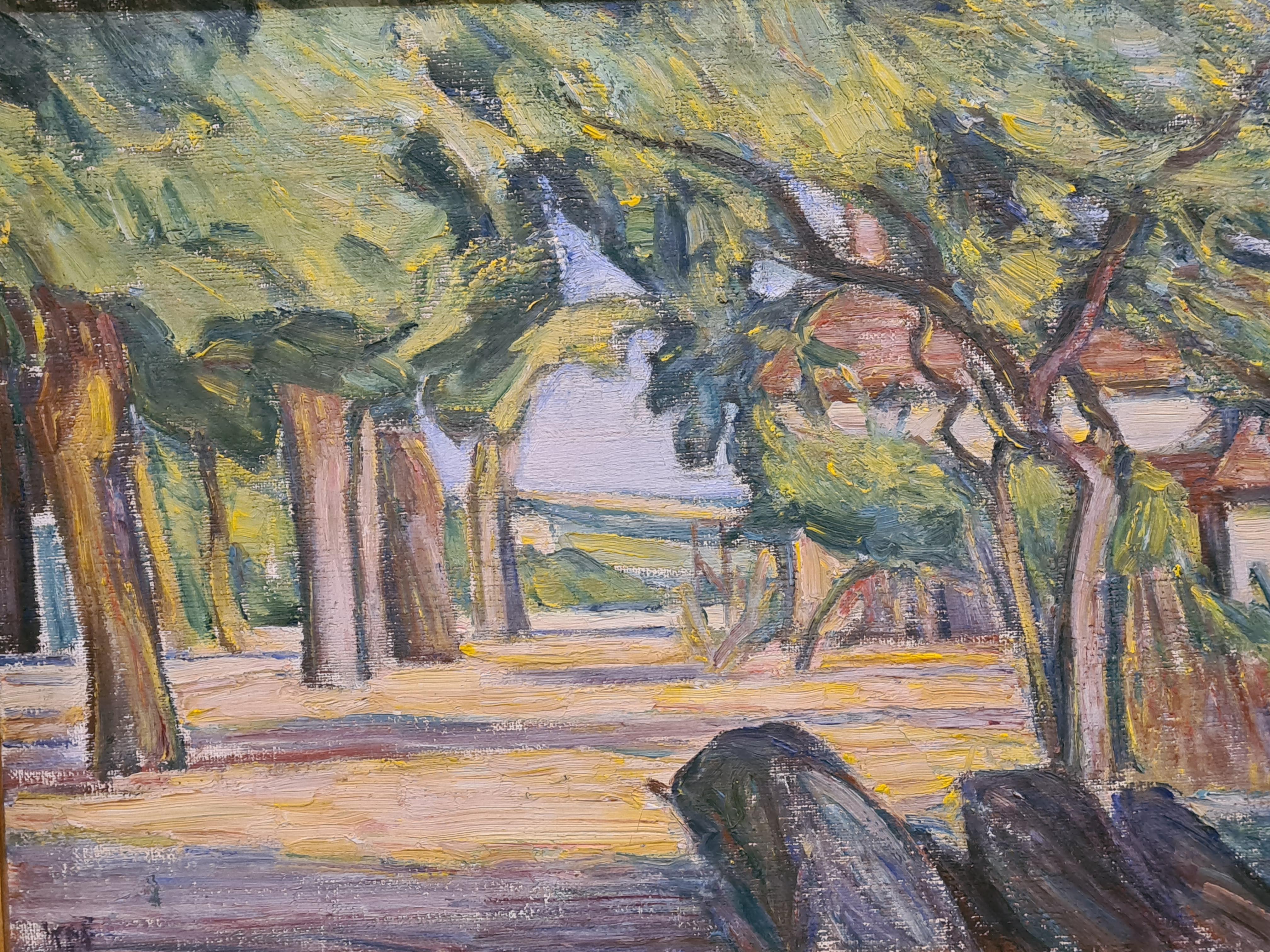 Landscape Painting Karl Fredrik Nordstrom - Paysage post-impressionniste suédois, extérieur de la Tollgate, Bromma.