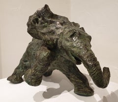 'Wind in his Ears', a unique sculpture of an African Elephant, Patinated Bronze.