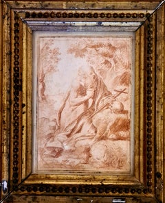 Old Master drawing of Saint Jerome and his lion