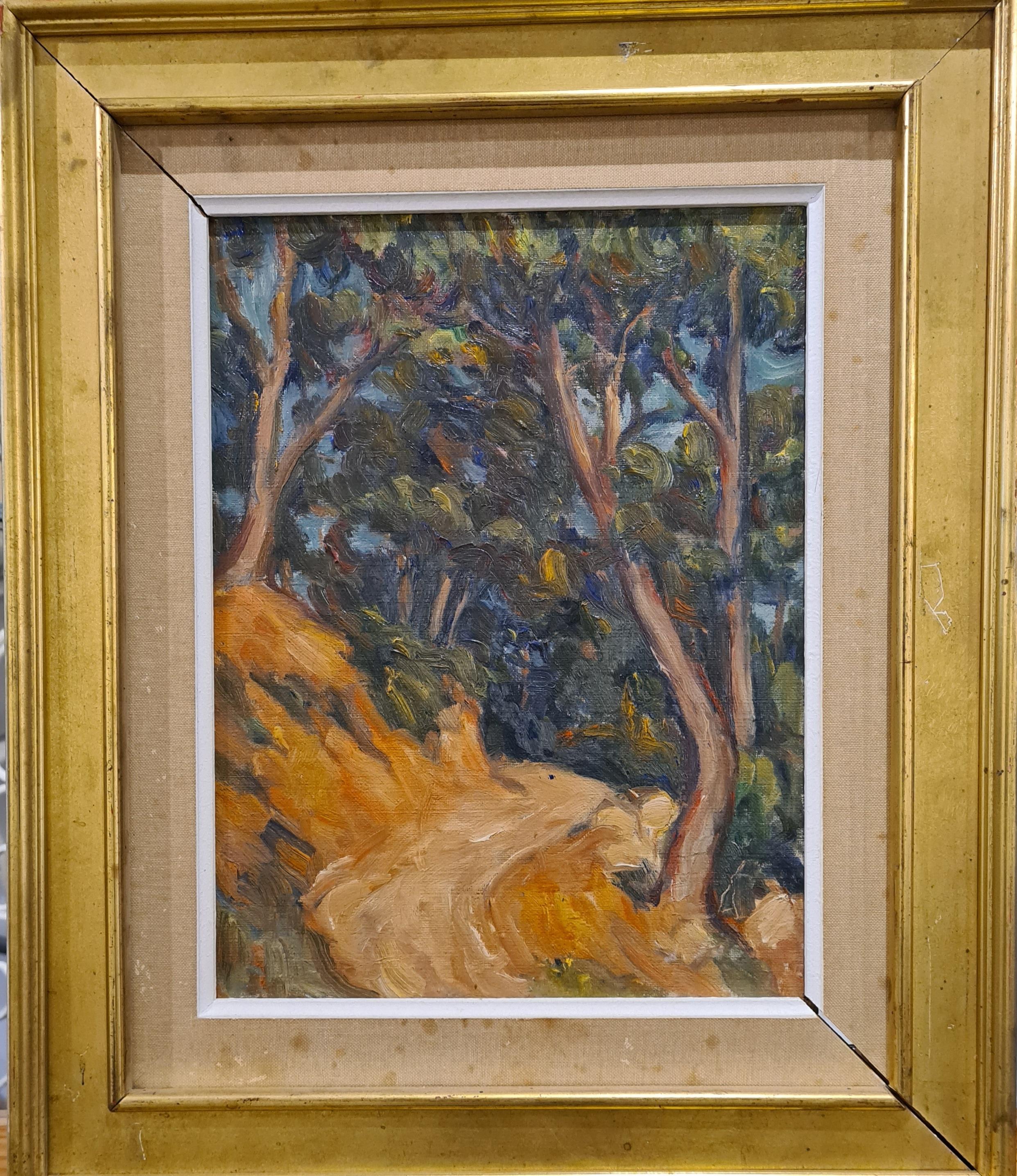 Homage à Cezanne, Chemin à Saint Victoire - Painting by Leo Marchutz