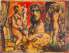The Artist In His Atelier, Mid Century, Ecole De Nice