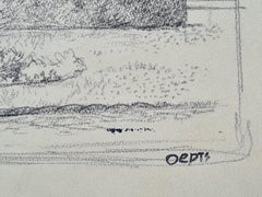 Mid-century Ink on Paper. 'Jardin du Luxembourg'.