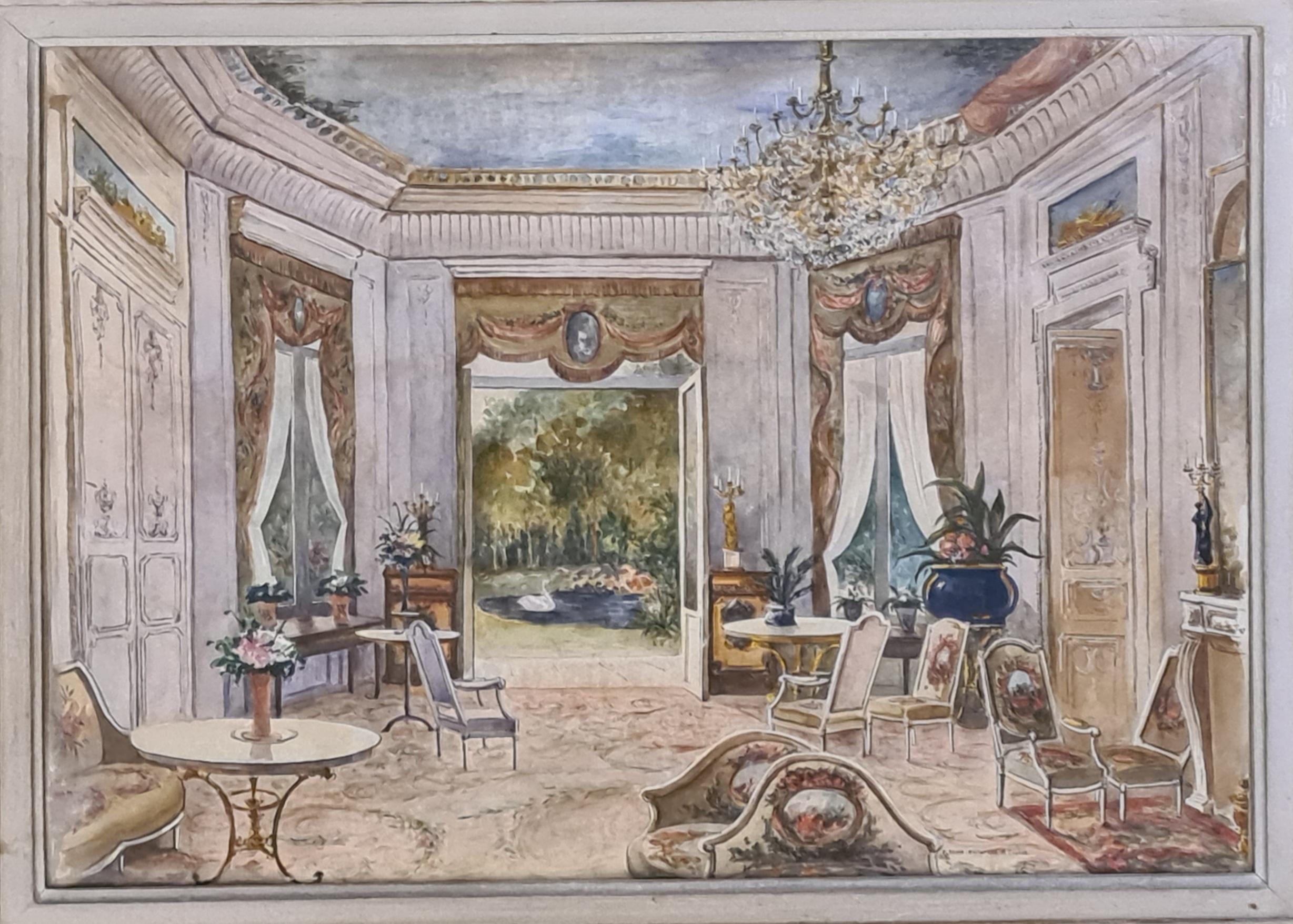 Interior Genre Scene Painting, Le Salon Français. 6
