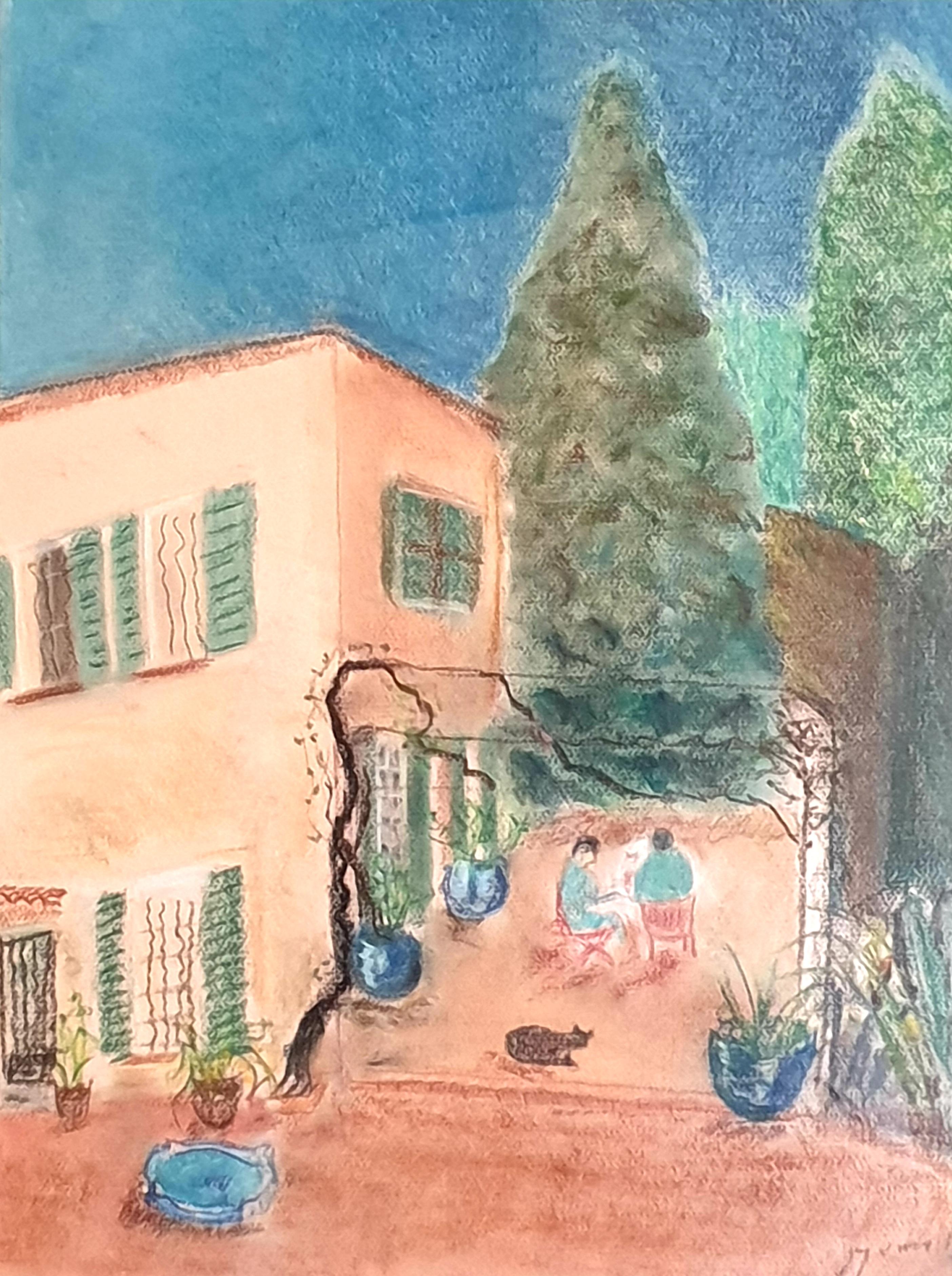 Fauvistisches Pastell auf Papier, „Lunch in Provence“, nach Henri Matisse – Art von (after) Henri Matisse