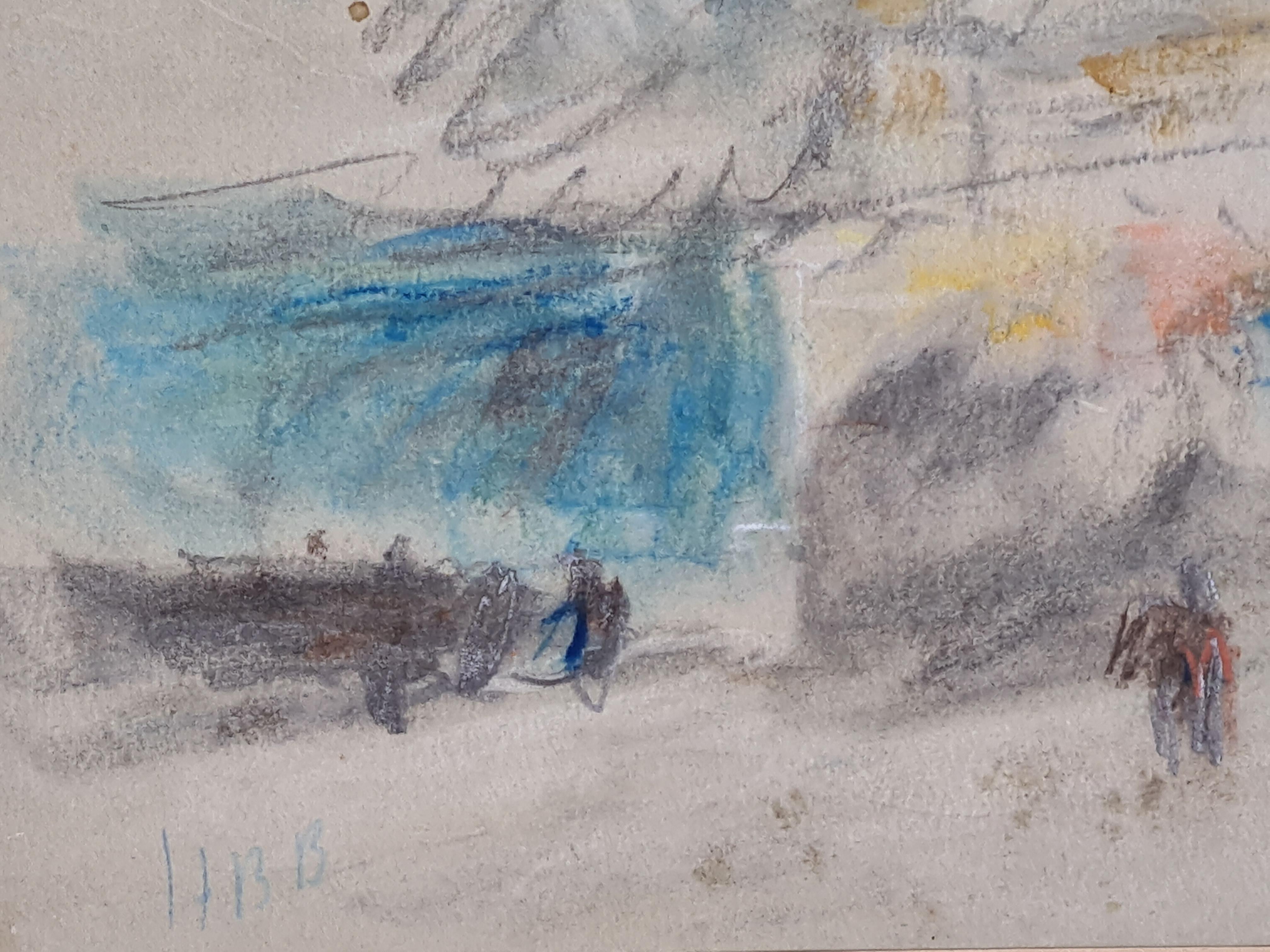Pastel et crayon sur papier. La chapelle Saint Pierre, Villefranche, sud de la France. - Art de Hercules Brabazon Brabazon