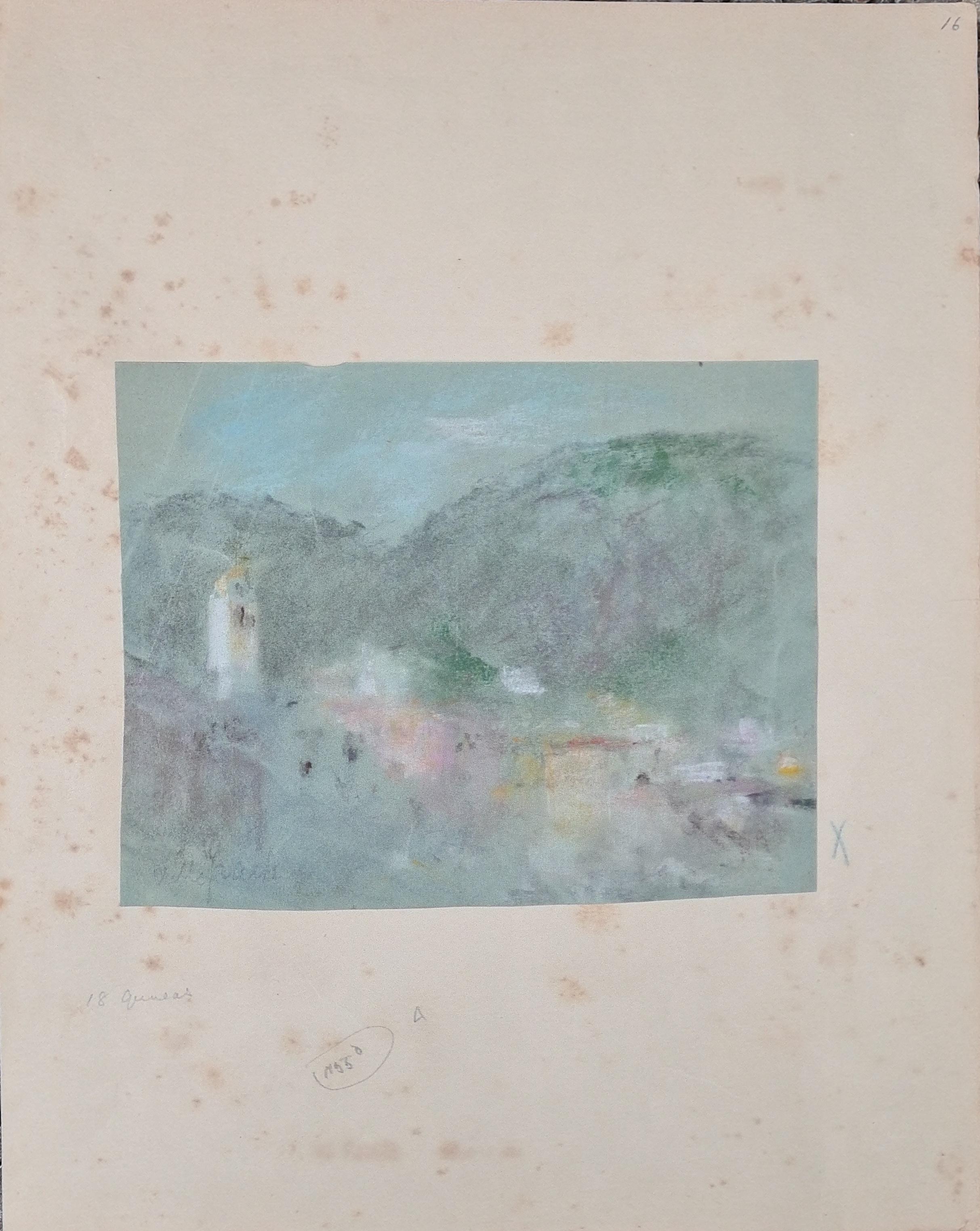 19th century Impressionist view, in pastel, chalk and crayon, in the style of Turner, of Villefranche, South of France by British artist Hercules Brabazon Brabazon. The work is titled and initial signed (HBB) by the artist. 

A very evocative work,