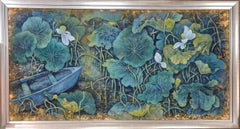 Water lillies, Hommage Zhou Dun-y,  Large Contemporary Chinese Painting on Paper