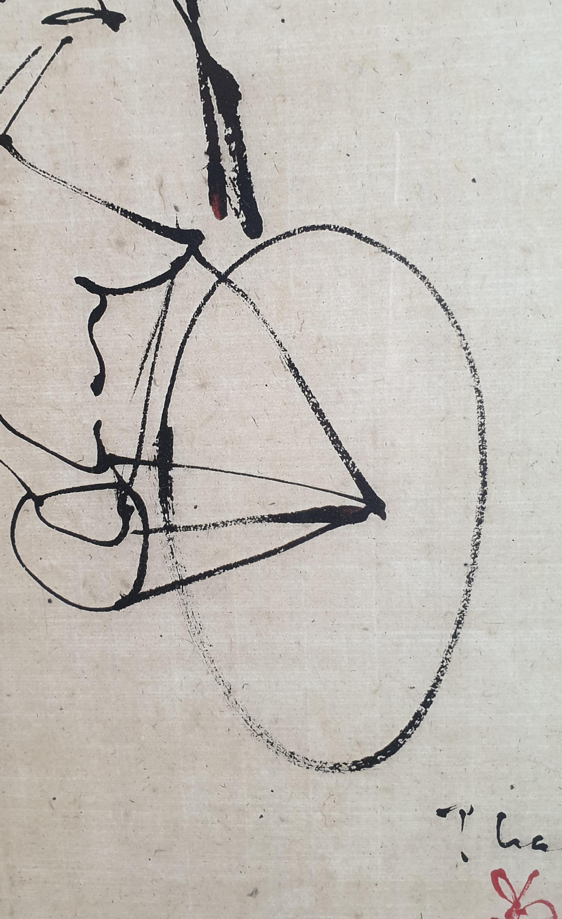 The Cyclist. 'Encre de Chine' on Linen Cloth. . 3