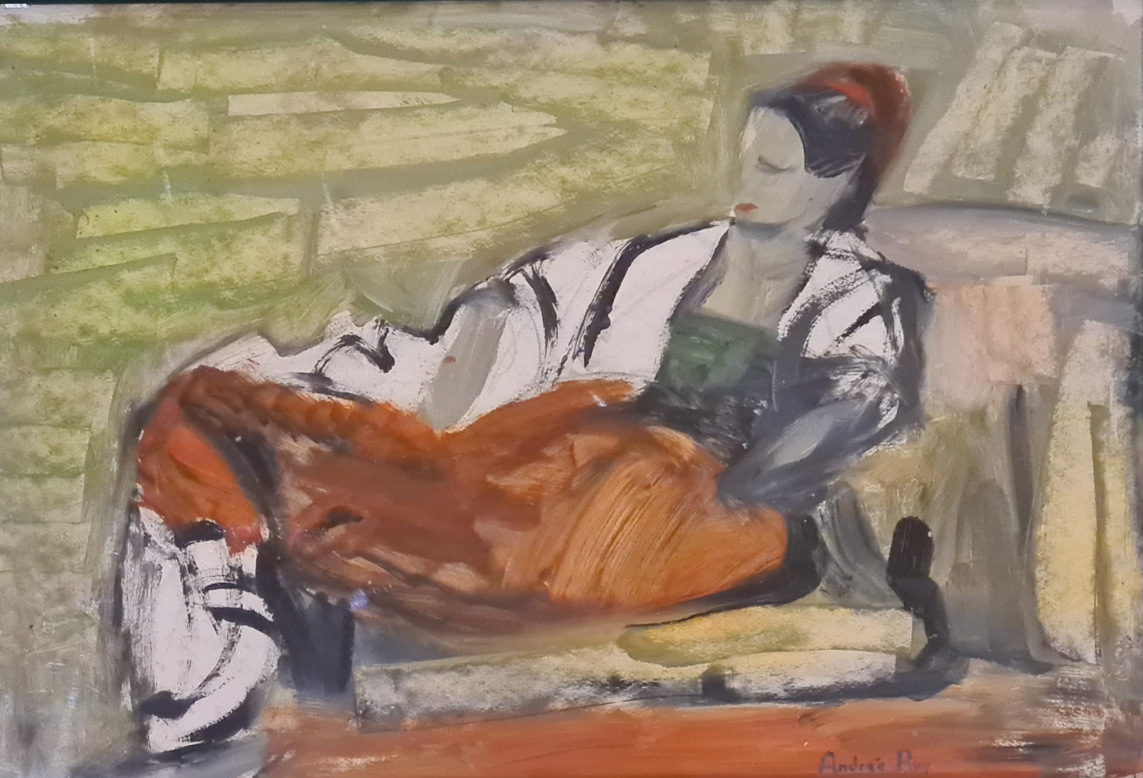 Andrée Ruy Petroff  Figurative Art - Mid-Century Fauvist Odalisque, Homage to Matisse.
