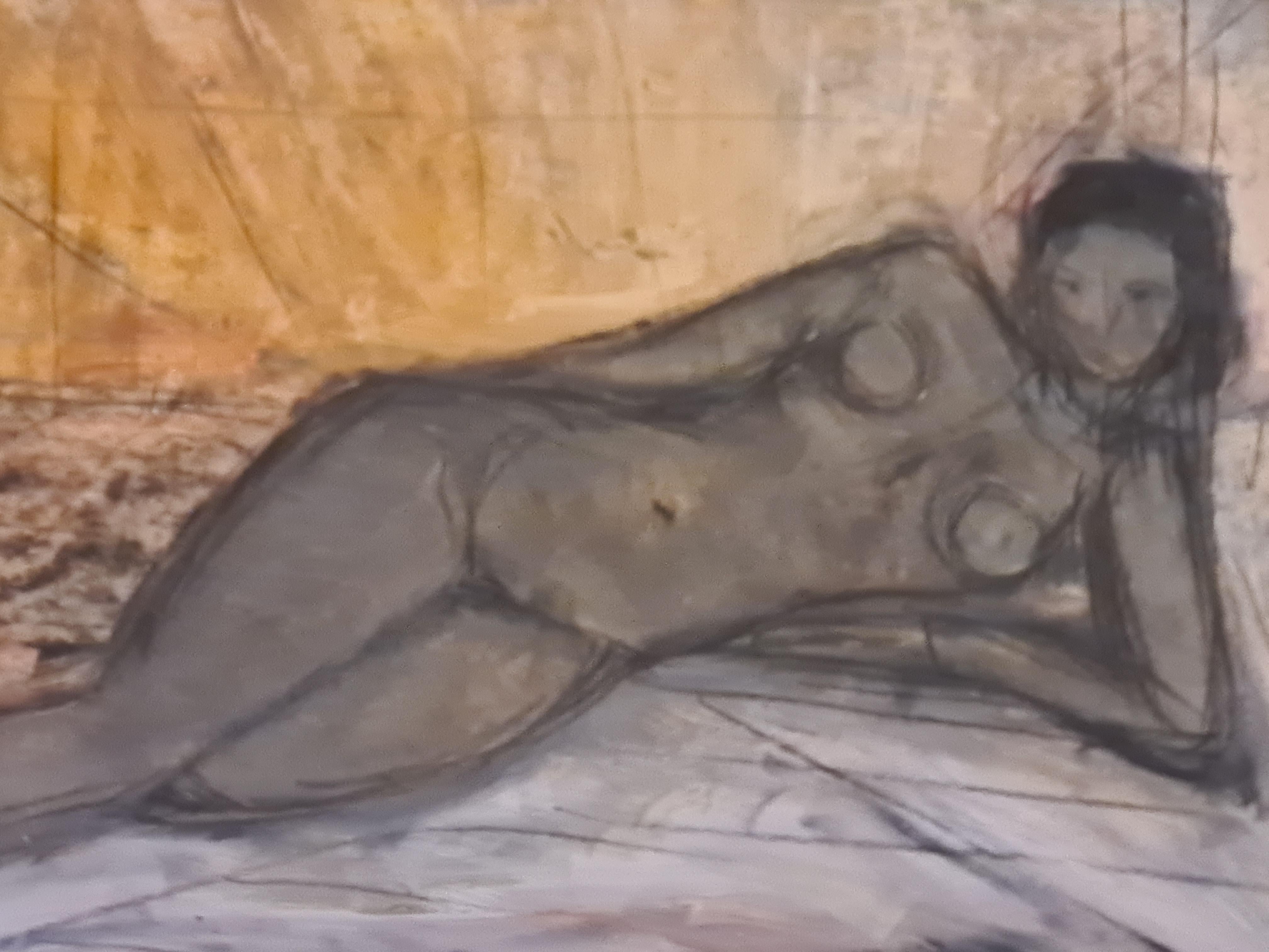 Modern Mid-Century Odalisque, Reclining Female Nude. For Sale 2