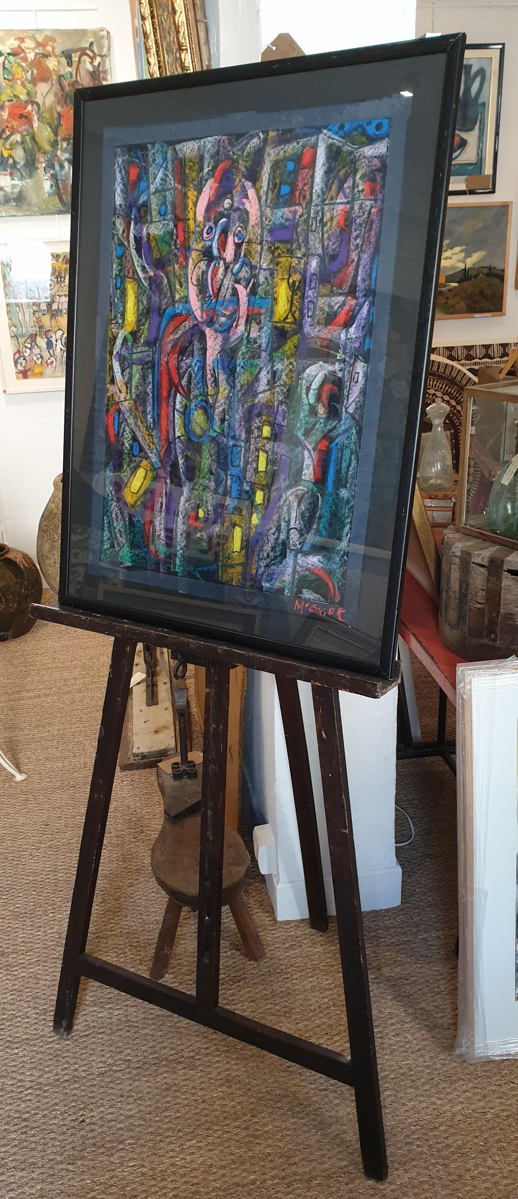 Arte Expresionista Abstracto Outsider, Pastel al Óleo sobre Papel Negro. en venta 4