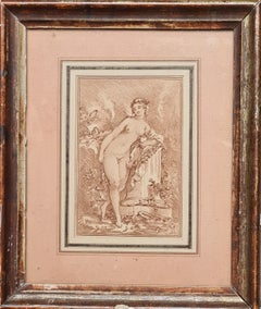 Diana the Huntress With Cupid looking On, Neo Classical Drawing