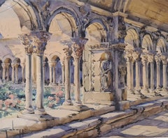 Vintage Arles, Cloiture de St Trophime, Mid 20th Century Architectural Watercolour