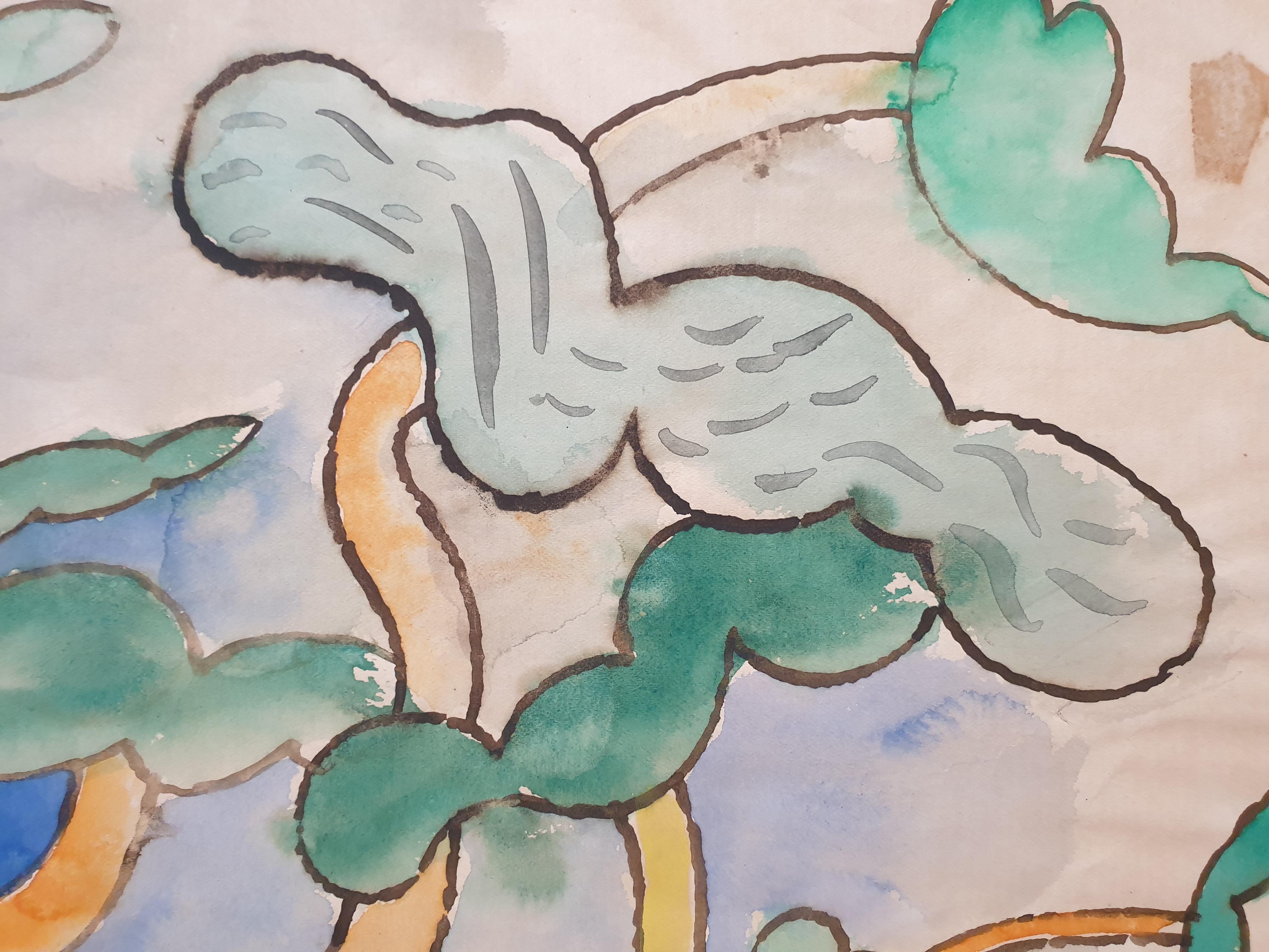 « Mother Nature », aquarelle abstraite lyrique surréaliste sur papier. en vente 3