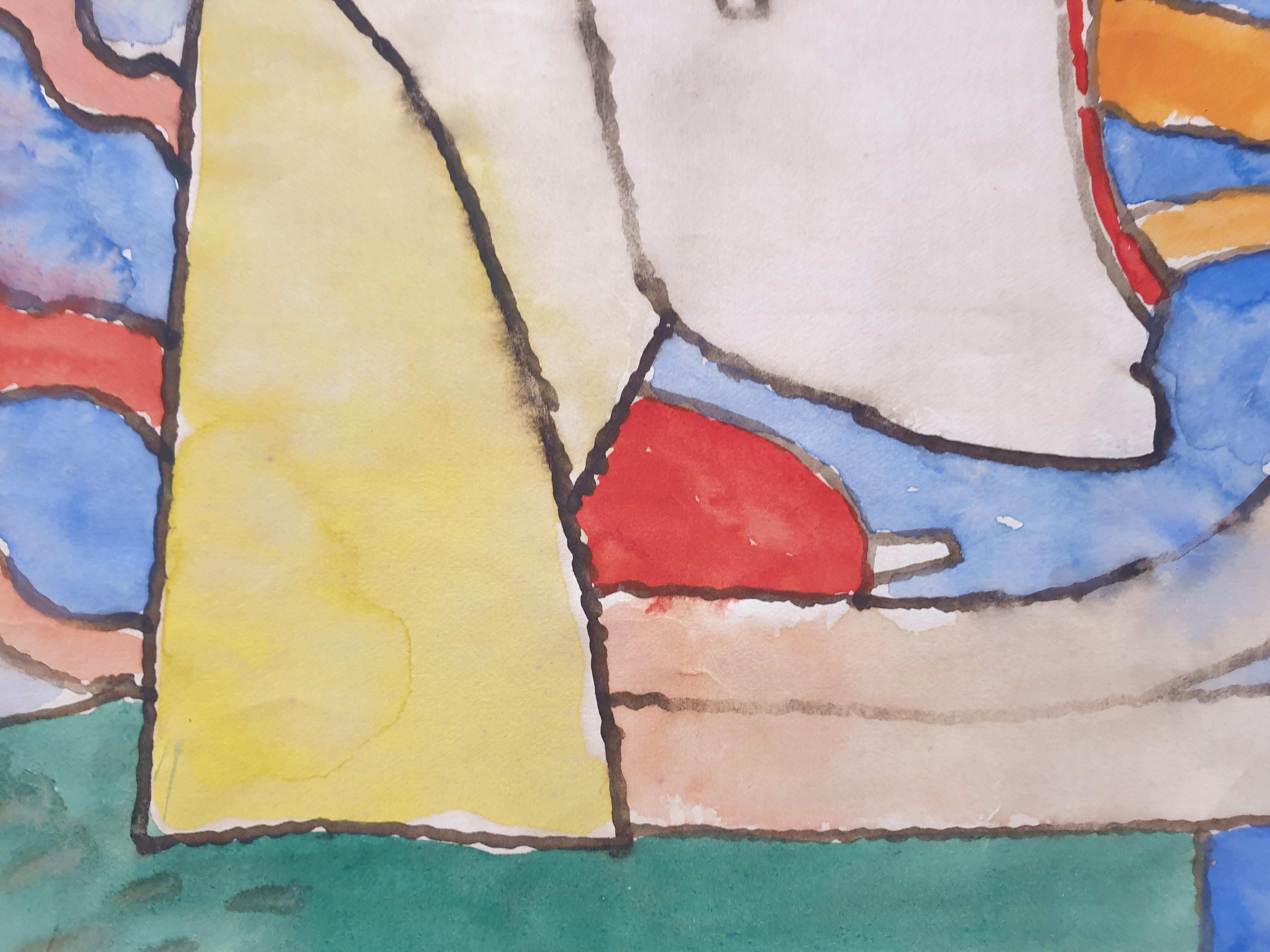 « Mother Nature », aquarelle abstraite lyrique surréaliste sur papier. en vente 1
