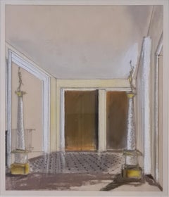 Project for a Hallway, Art Deco Modern Architectural Interior Design Drawing