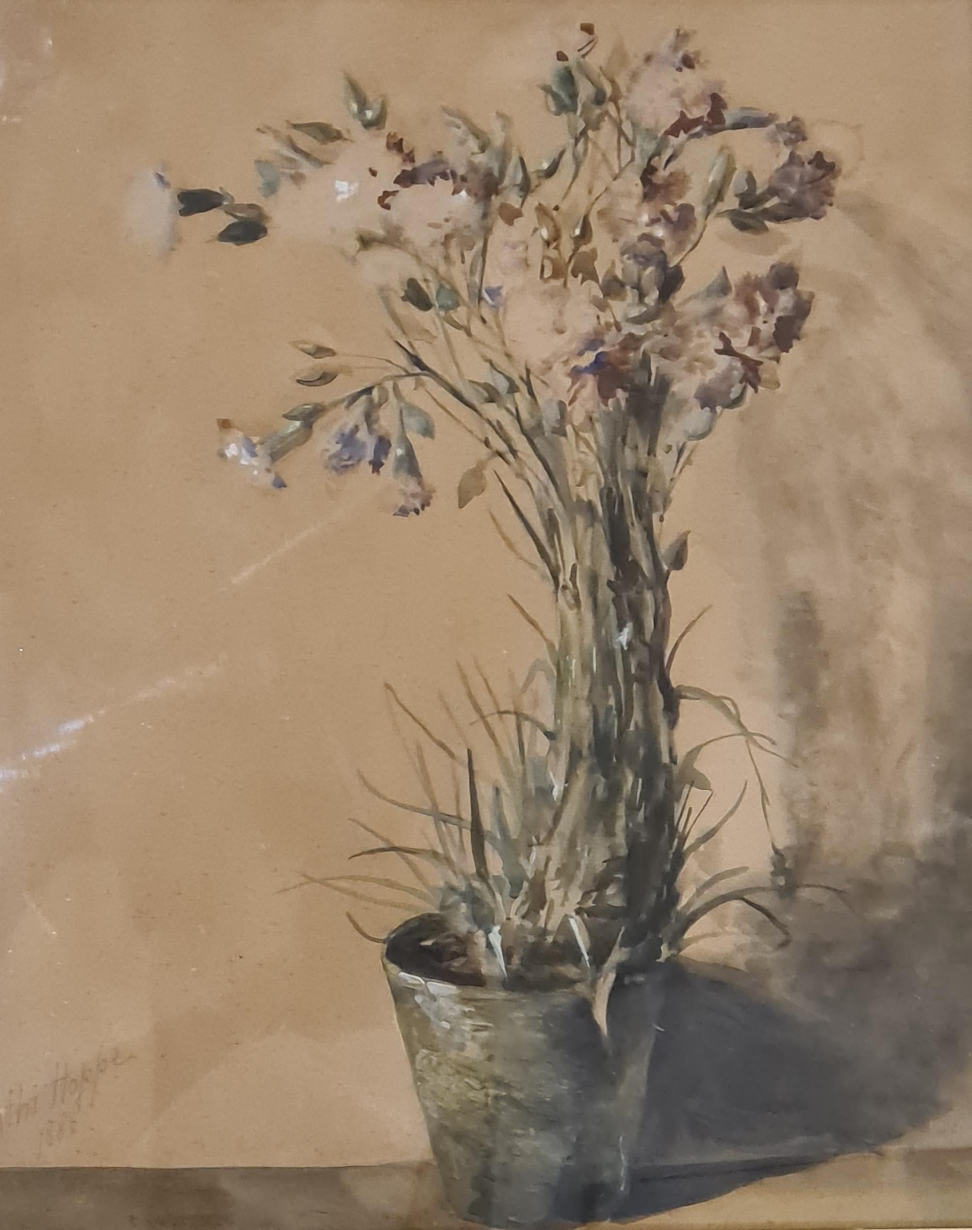 Interior Art Kathi Gilsoul-Hoppe - « The Carnations », aquarelle botanique de la fin du XIXe siècle