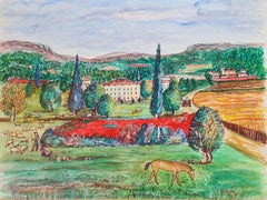 La Bastide et le Champ de Coquelicots, Provence, French Rural Scene by JP George