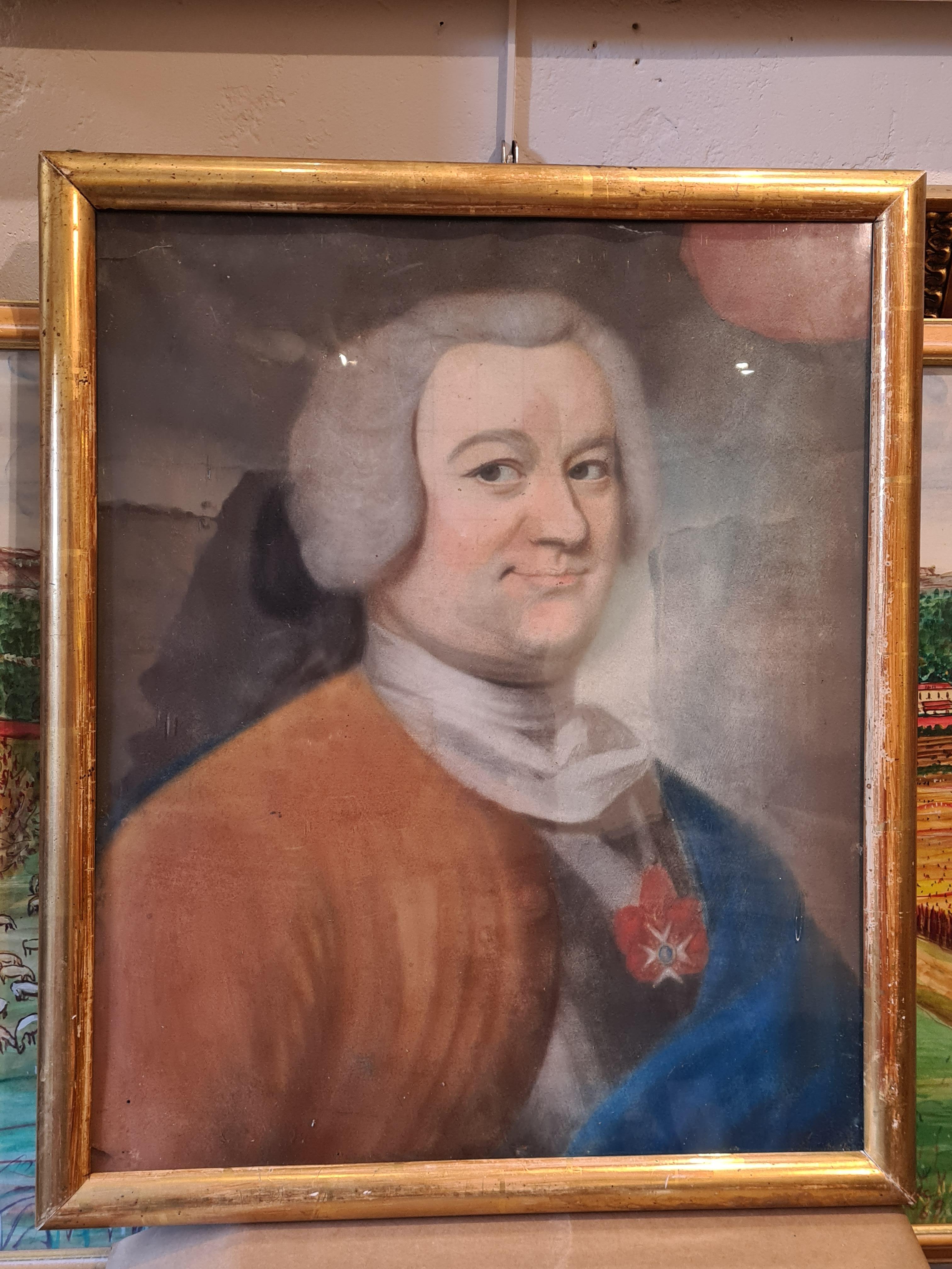Portrait français au pastel d'un chevalier de l'Ordre de Saint-Louis. - Romantique Painting par (Circle of) Jean Baptiste Greuze