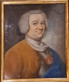 Vintage French Pastel Portrait of a Chevalier of the Order of St Louis.