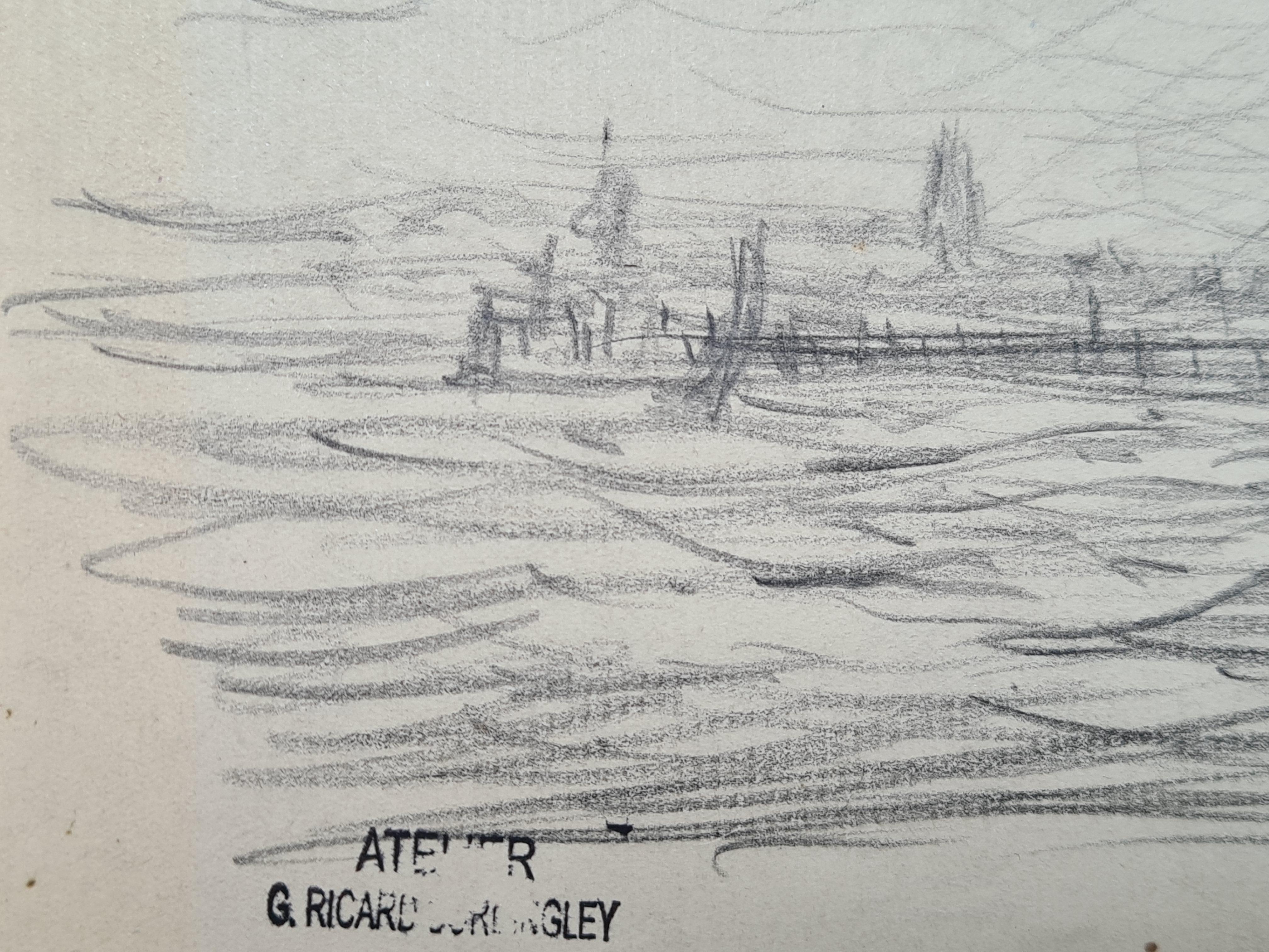 Paquebot à Boulogne Sur Mer, fin du 19e siècle Dessin de marine français - Art de Georges Ricard-Cordingley