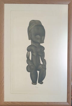 African Fang Figure. Watercolour on Handmade Paper, Laid on Vélin d'Arches.