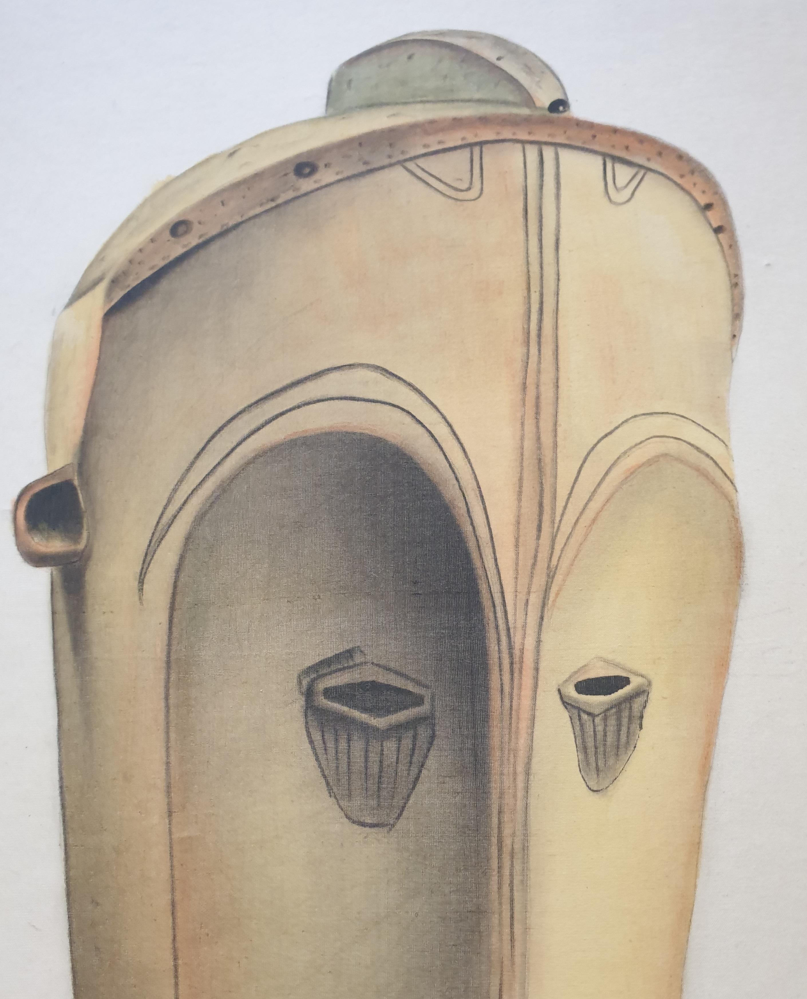 Masque africain Ngil. Aquarelle sur papier fait main sur Vélin d'Arches. en vente 5