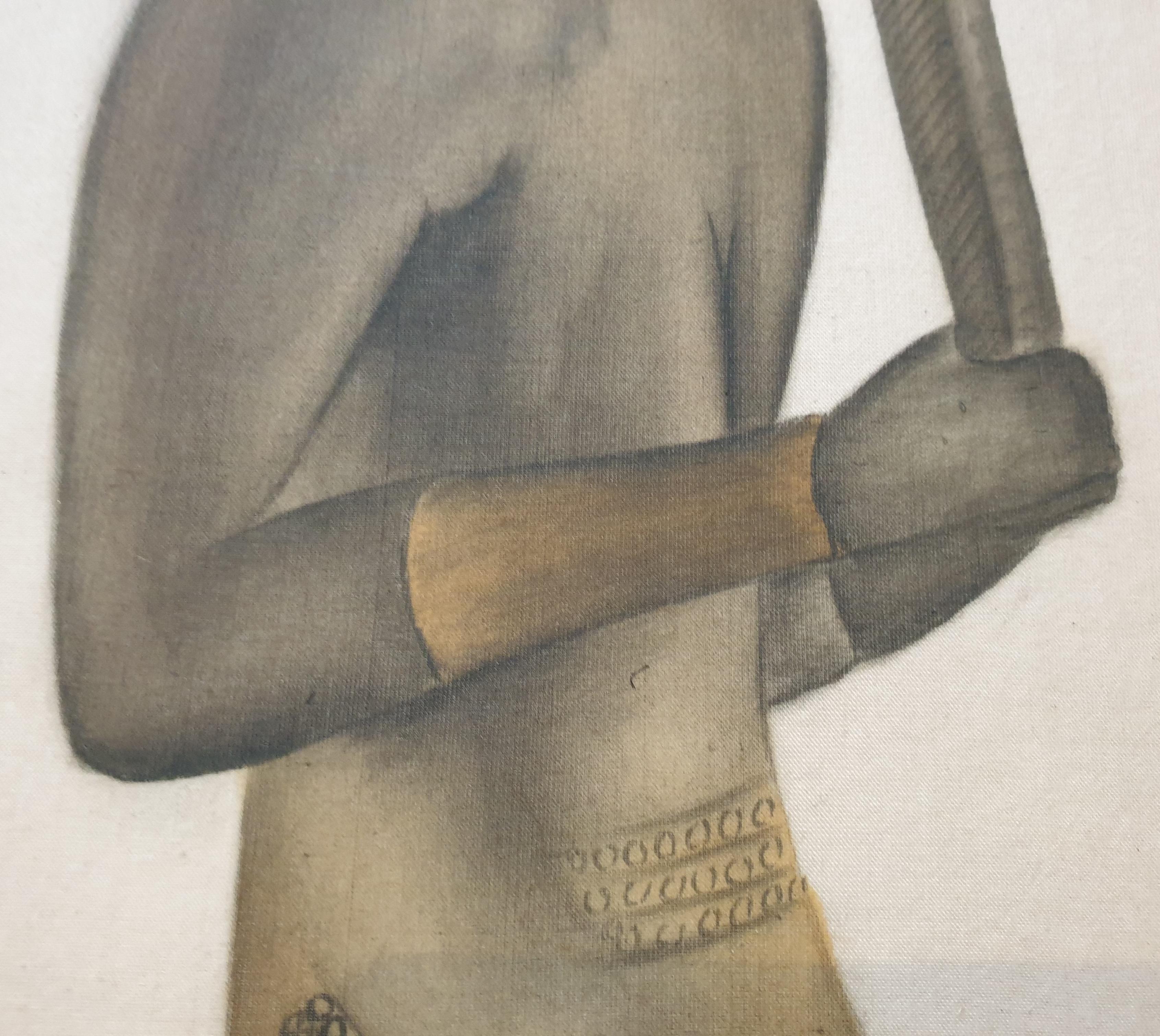 African 'Baoule' figure. Watercolour on Handmade paper Laid on Vélin d'Arches.  For Sale 3