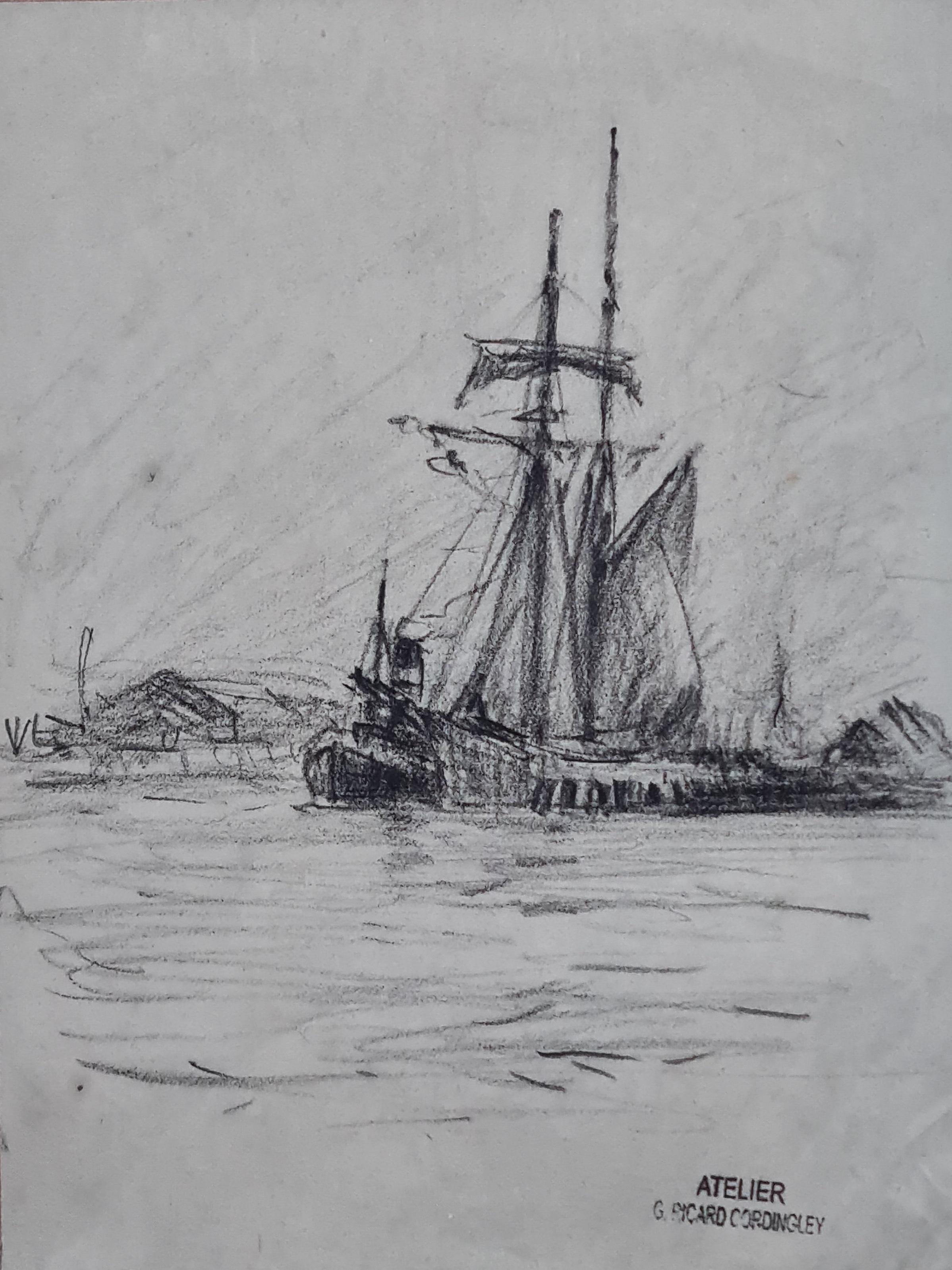 Sail vs Steam, 19th Century French Marine Drawing