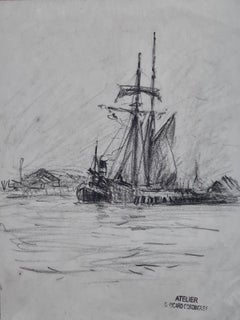Sail vs Steam, 19th Century French Marine Drawing