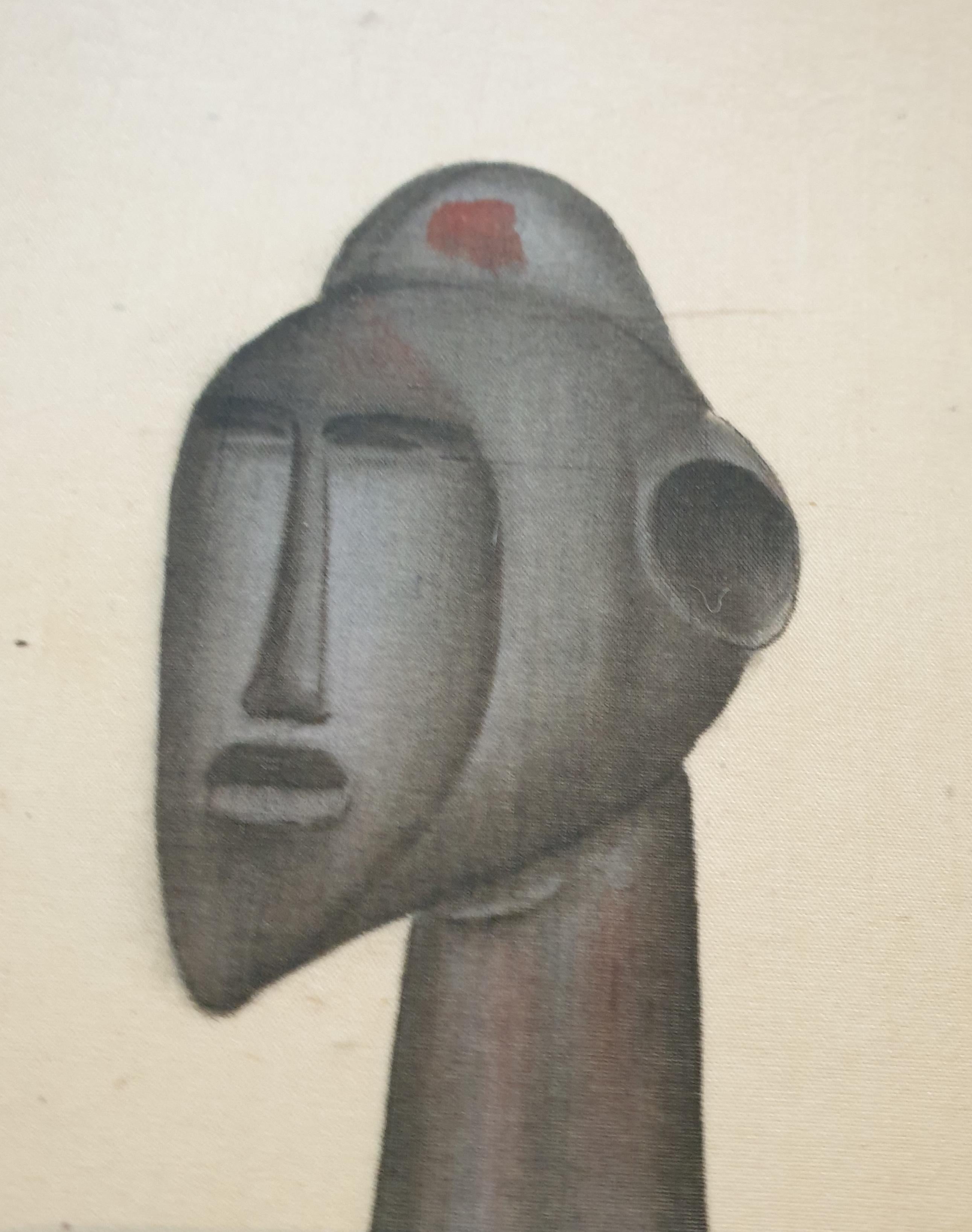 African Senoufo Figure. Watercolour on Handmade Paper Laid on Vélin d'Arches - Realist Art by La Roche Laffitte